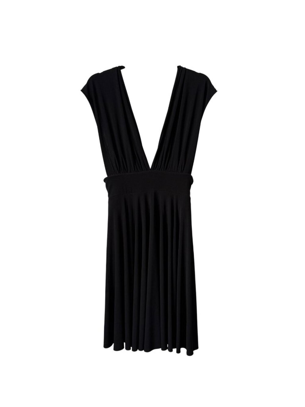 Black Deep V-Neck Dress By White House Black Market Size 4 Pleated Skirt
